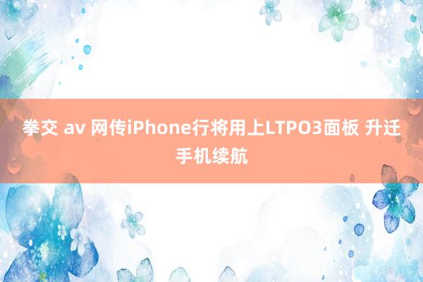 拳交 av 网传iPhone行将用上LTPO3面板 升迁手机续航