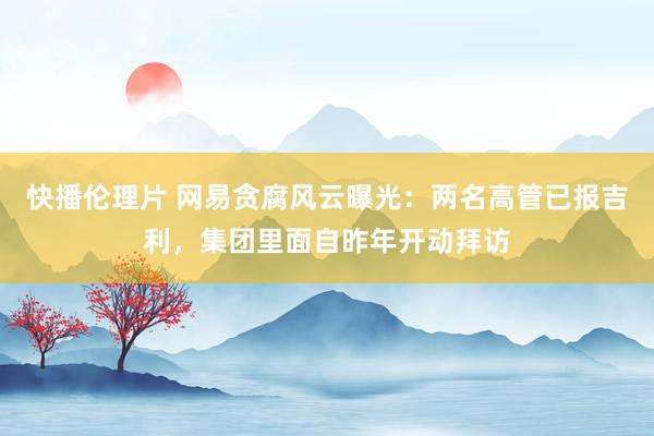 快播伦理片 网易贪腐风云曝光：两名高管已报吉利，集团里面自昨年开动拜访