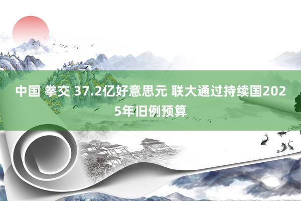 中国 拳交 37.2亿好意思元 联大通过持续国2025年旧例预算