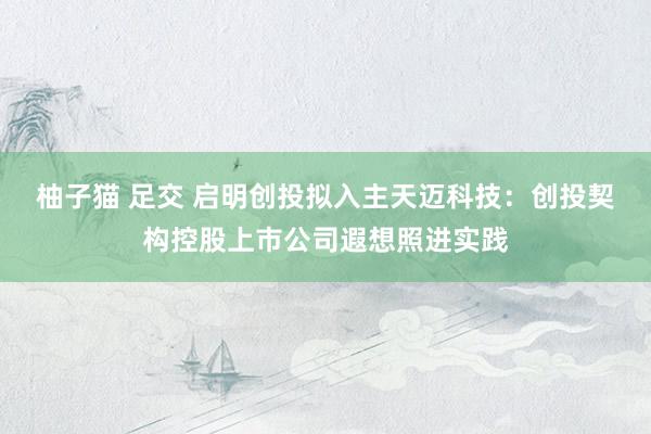 柚子猫 足交 启明创投拟入主天迈科技：创投契构控股上市公司遐想照进实践